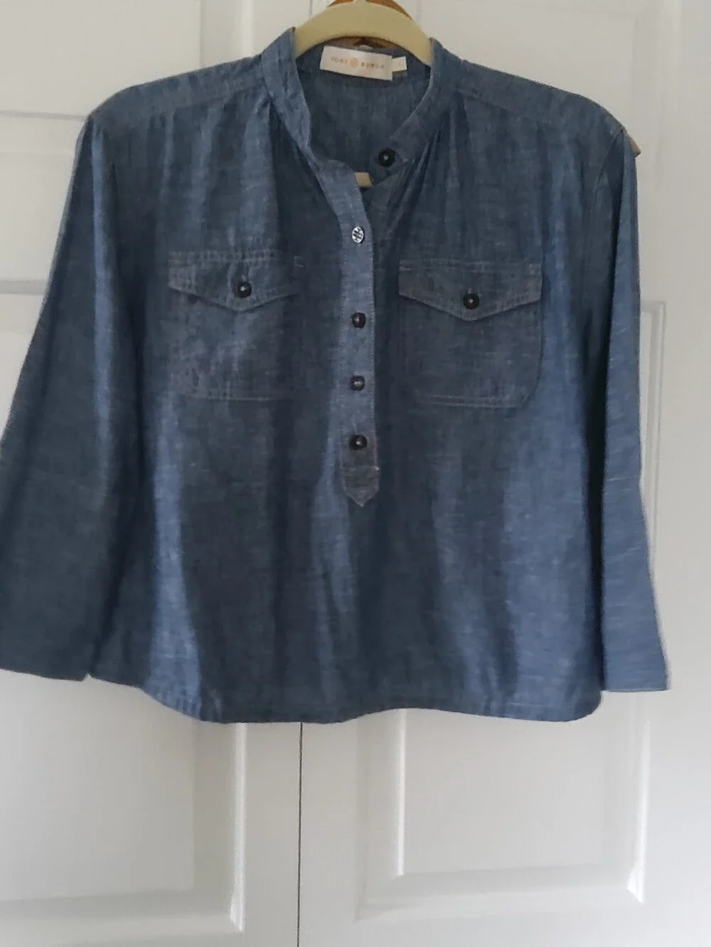 Tory Burch Chambray Button-Front Women's Top - Blue Size 2